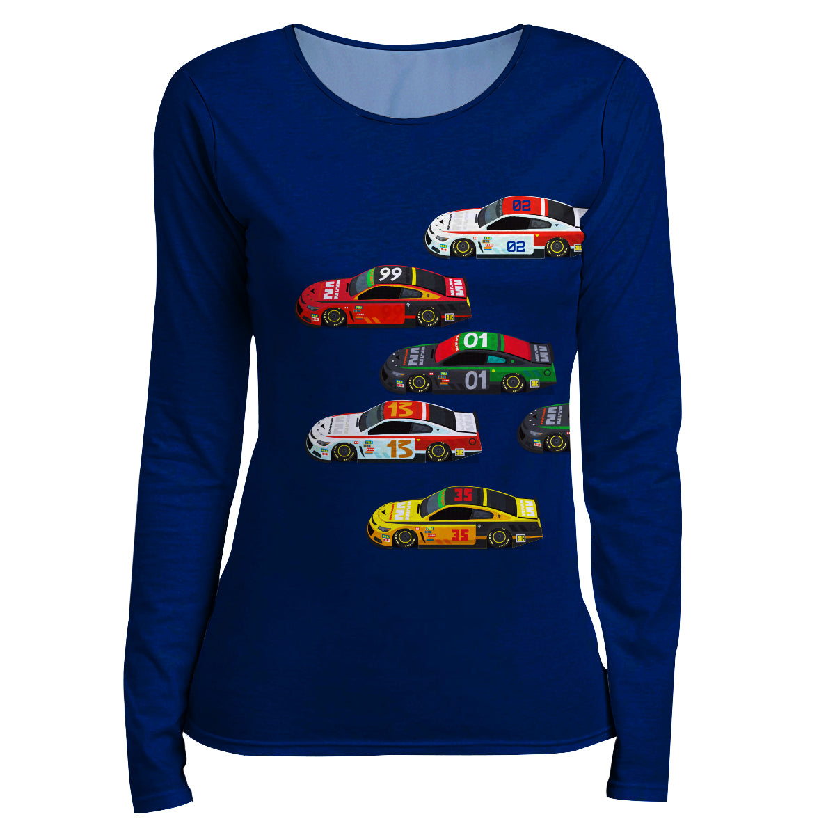 Racing Cars Navy and Red Long Sleeve Tee Shirt