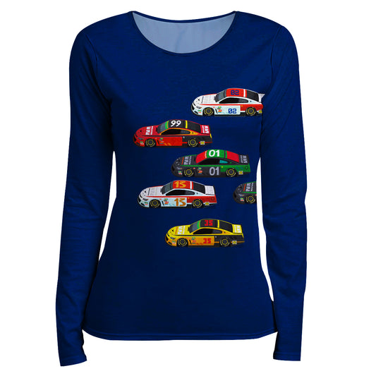 Racing Cars Navy and Red Long Sleeve Tee Shirt