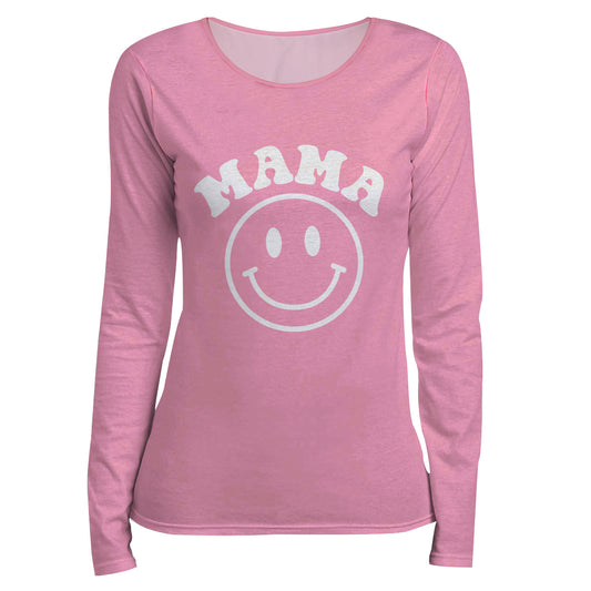 Smile Face Pink Long Sleeve Tee Shirt