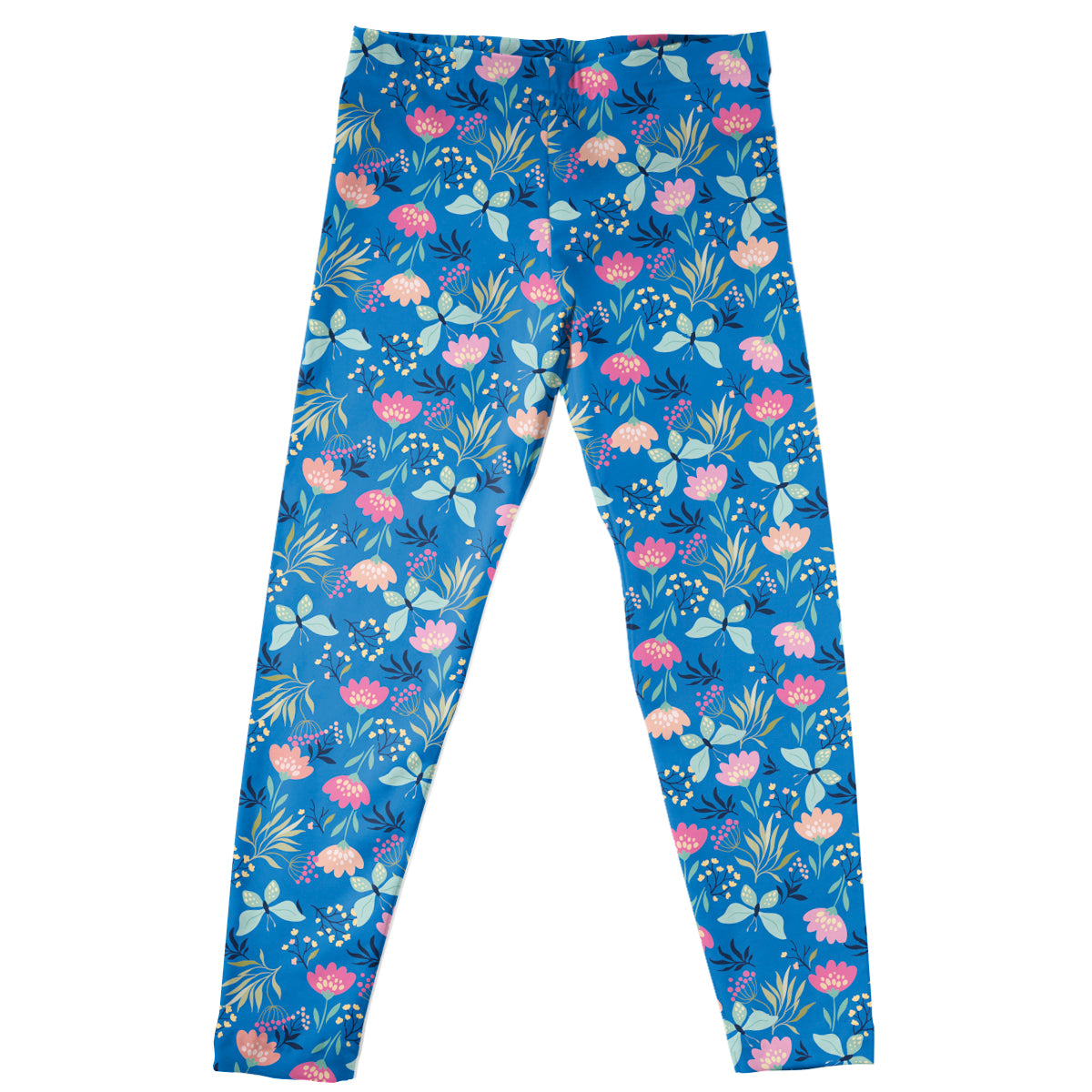 Butterflies and Flowers Print Royal Leggings