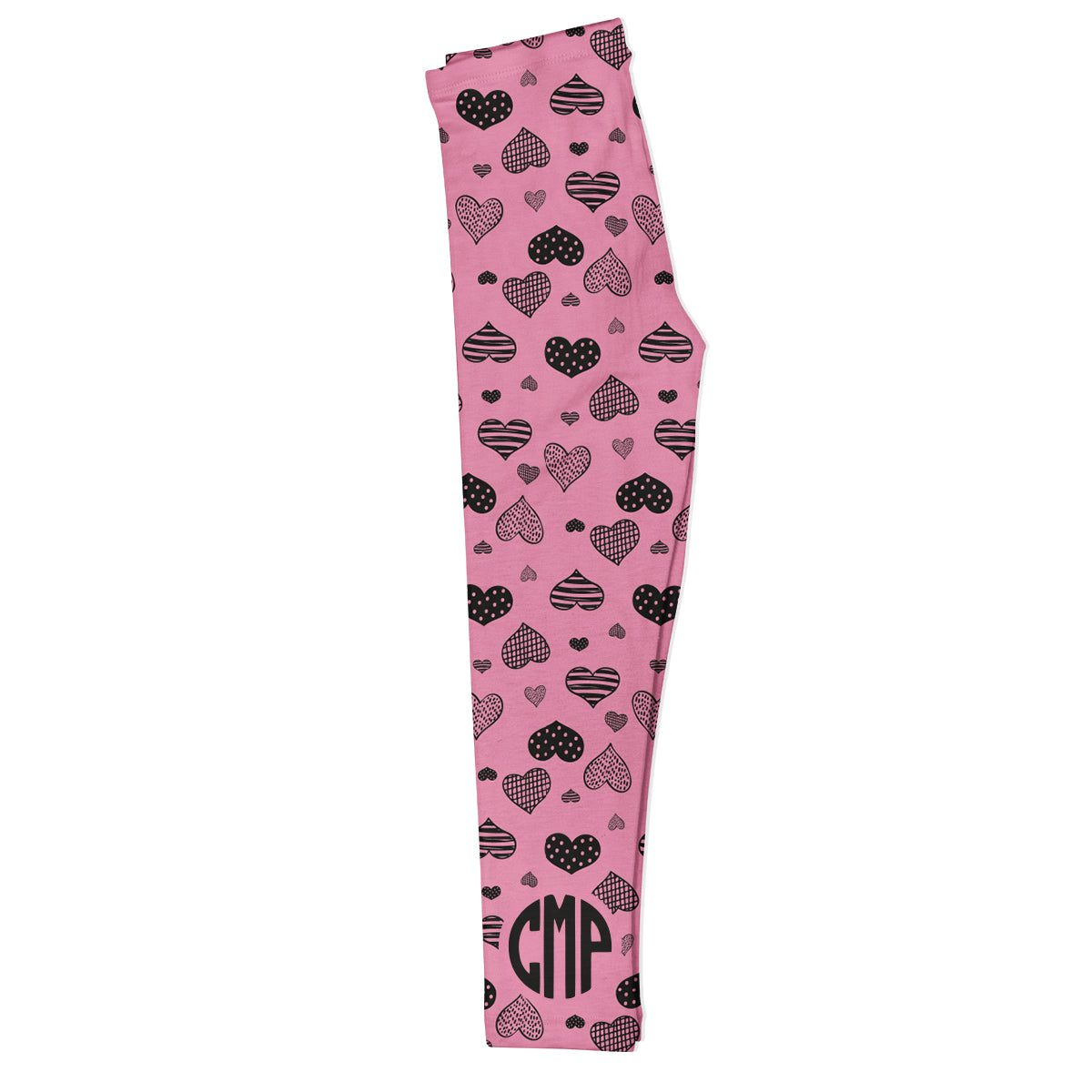Hearts Print Personalized Monogram Pink Leggings