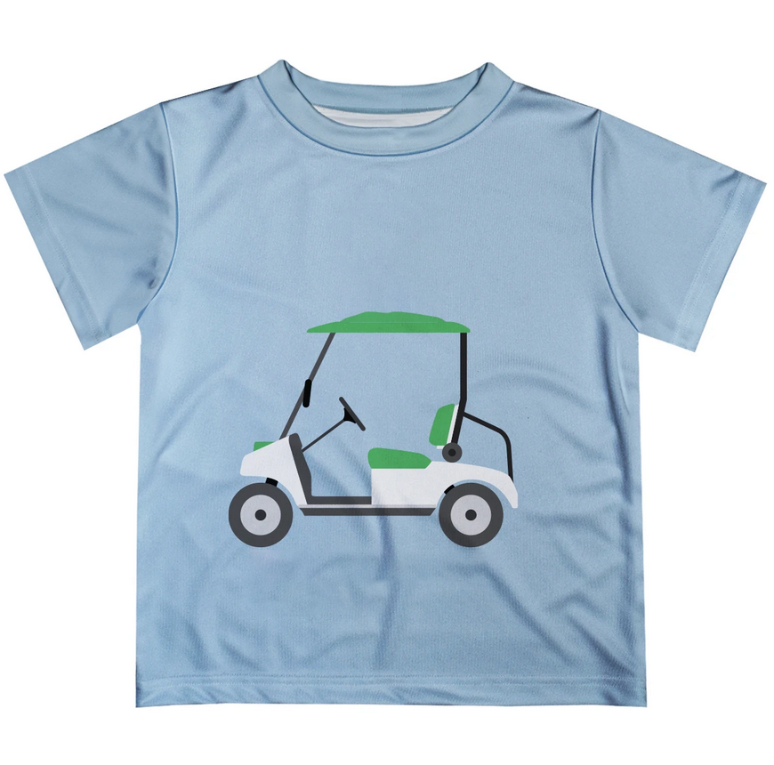 Golf Cart Initial And Name Light Blue Short Sleeve Tee Shirt - Wimziy&Co.