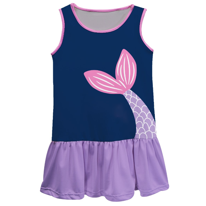 Mermaid Tail Name Navy Lily Dress - Wimziy&Co.