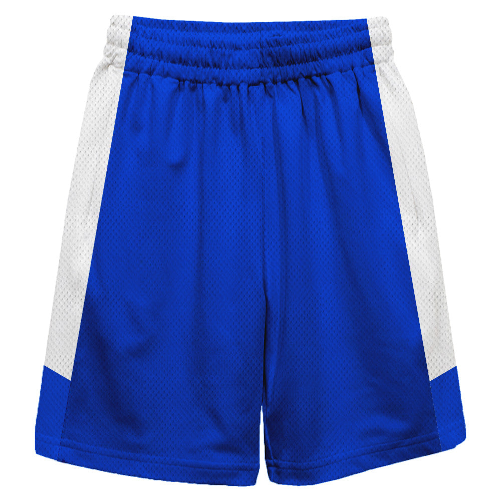 White Stripes Boys Solid Blue Athletic Mesh Short
