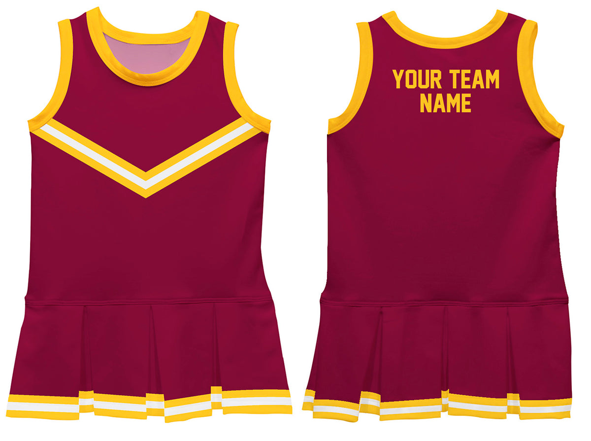 Maroon Yellow Sleeveless Girl Cheerleader Dress - Wimziy&Co.