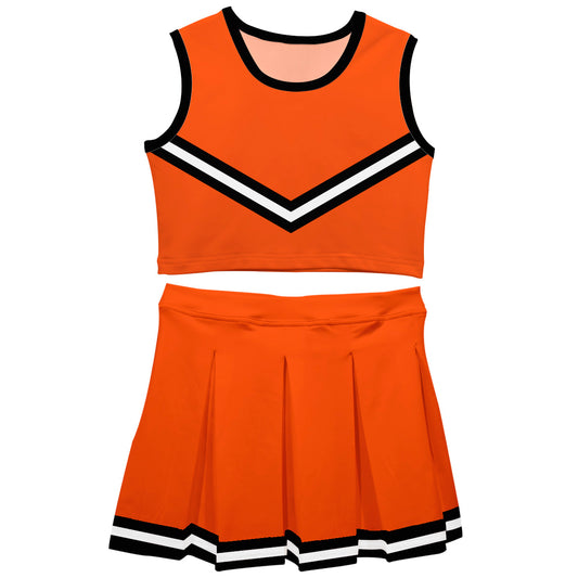Orange and Black Sleeveless Cheerleader Set