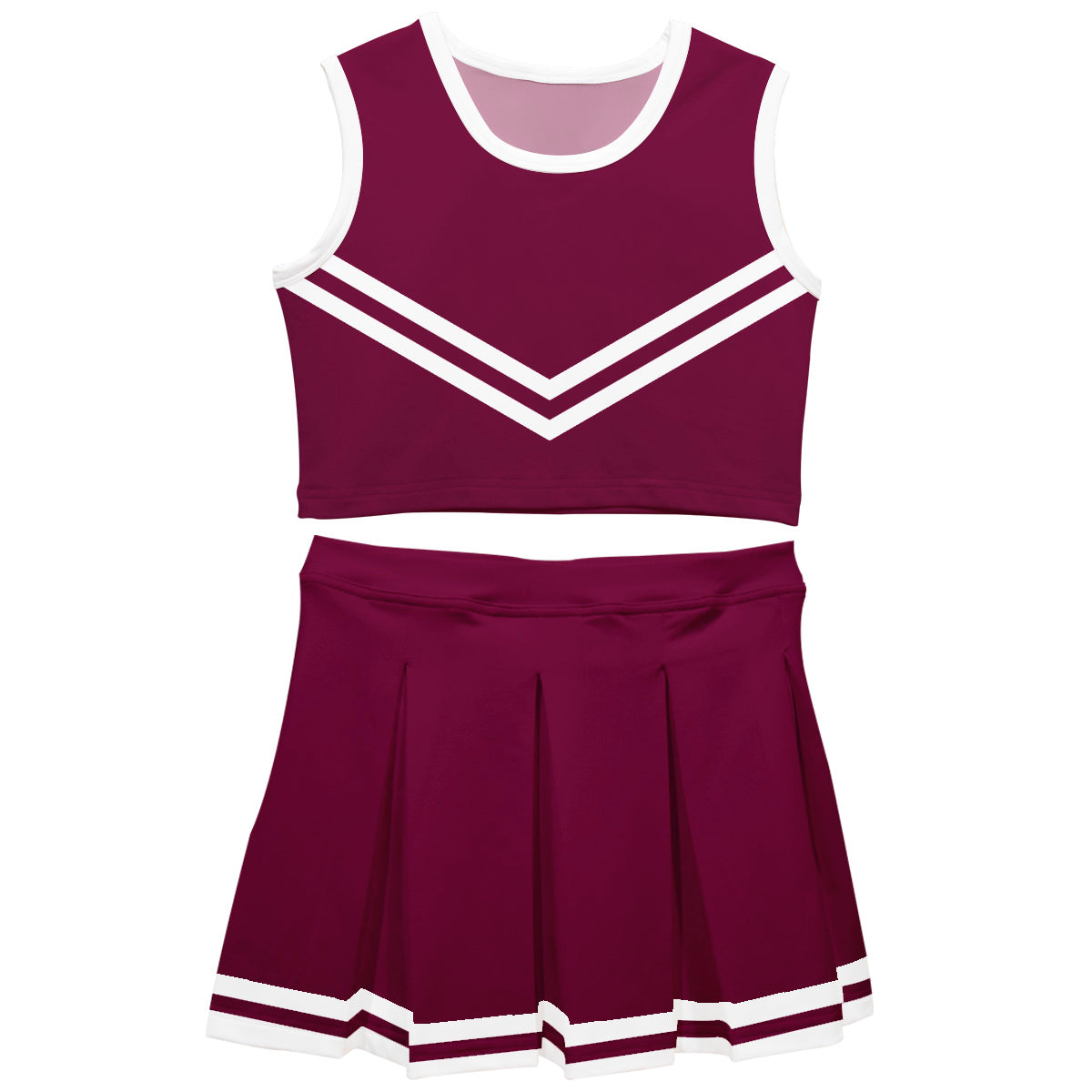 Maroon and White Sleeveless Cheerleader Set