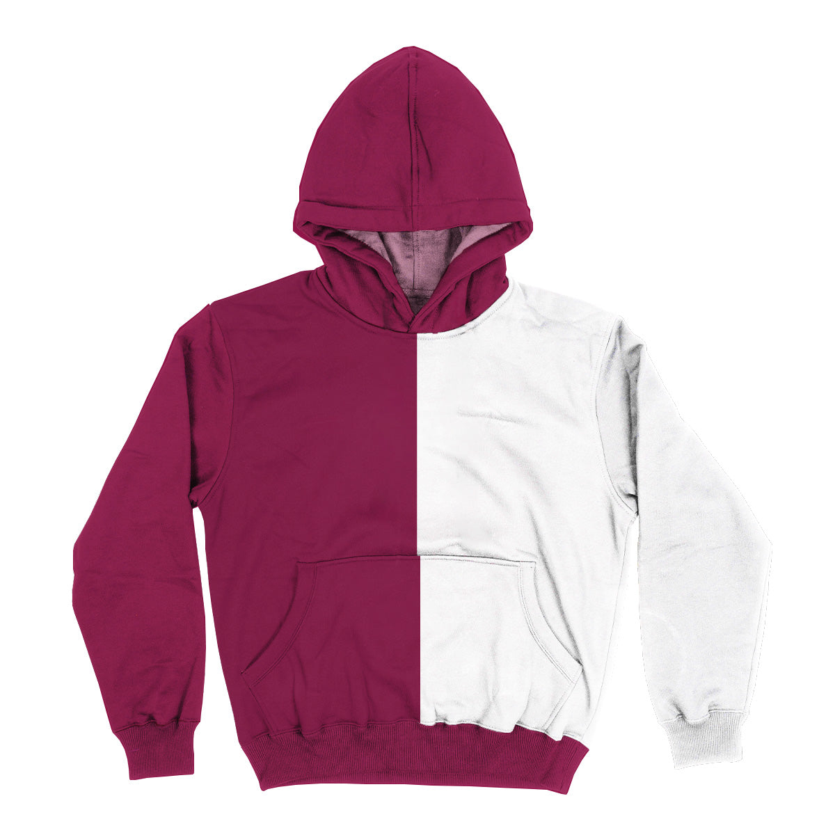 Maroon and White Fleece Long Sleeve Hoodie V2