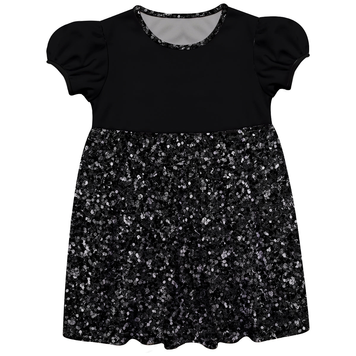Girls black glitter dress with monogram - Wimziy&Co.