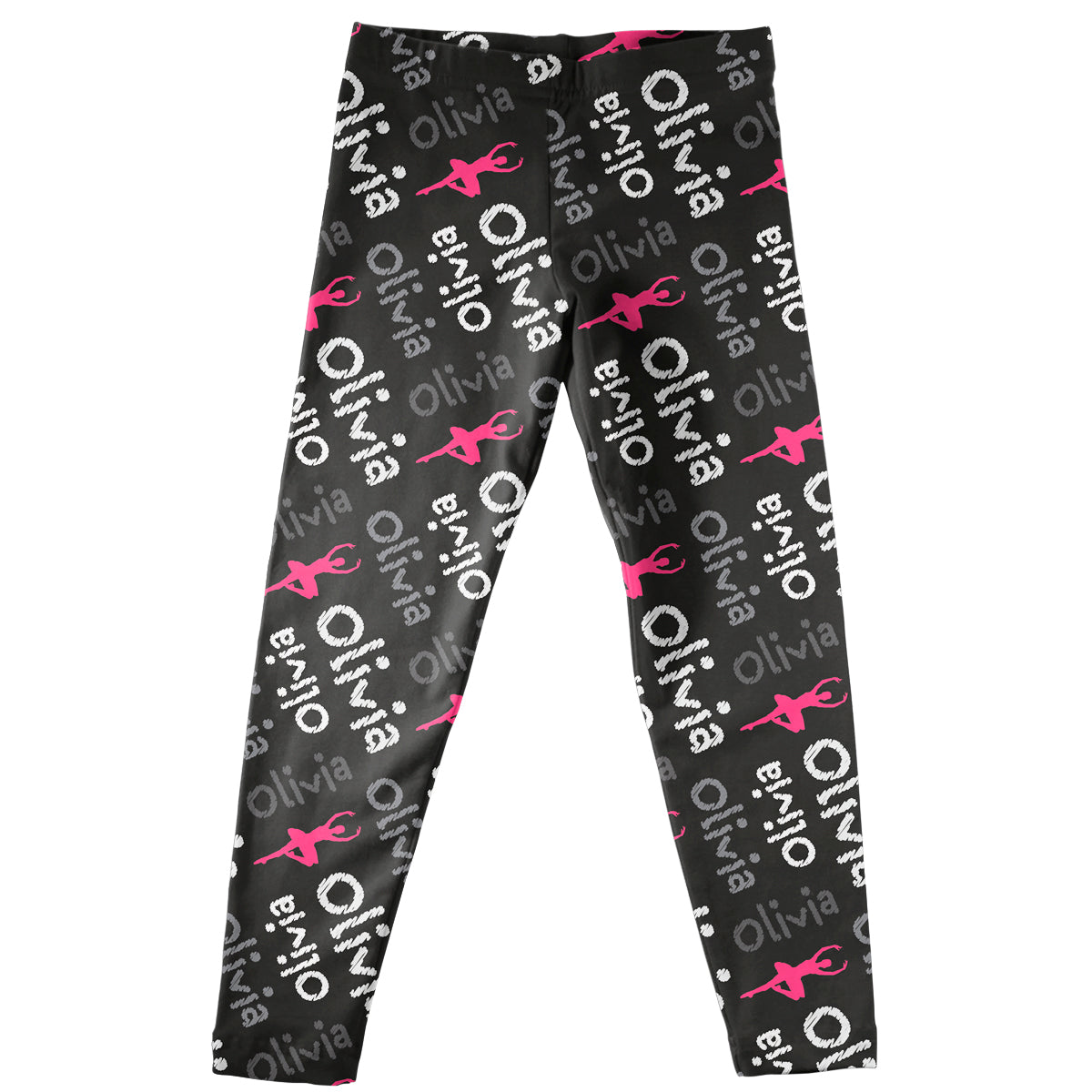 Ballet Ballerina and Personalized Name Print Black Leggings
