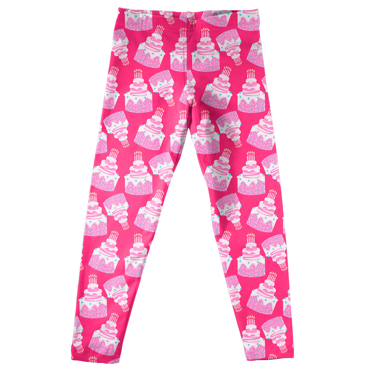 Birthday Cake Print Hot Pink Leggings - Wimziy&Co.