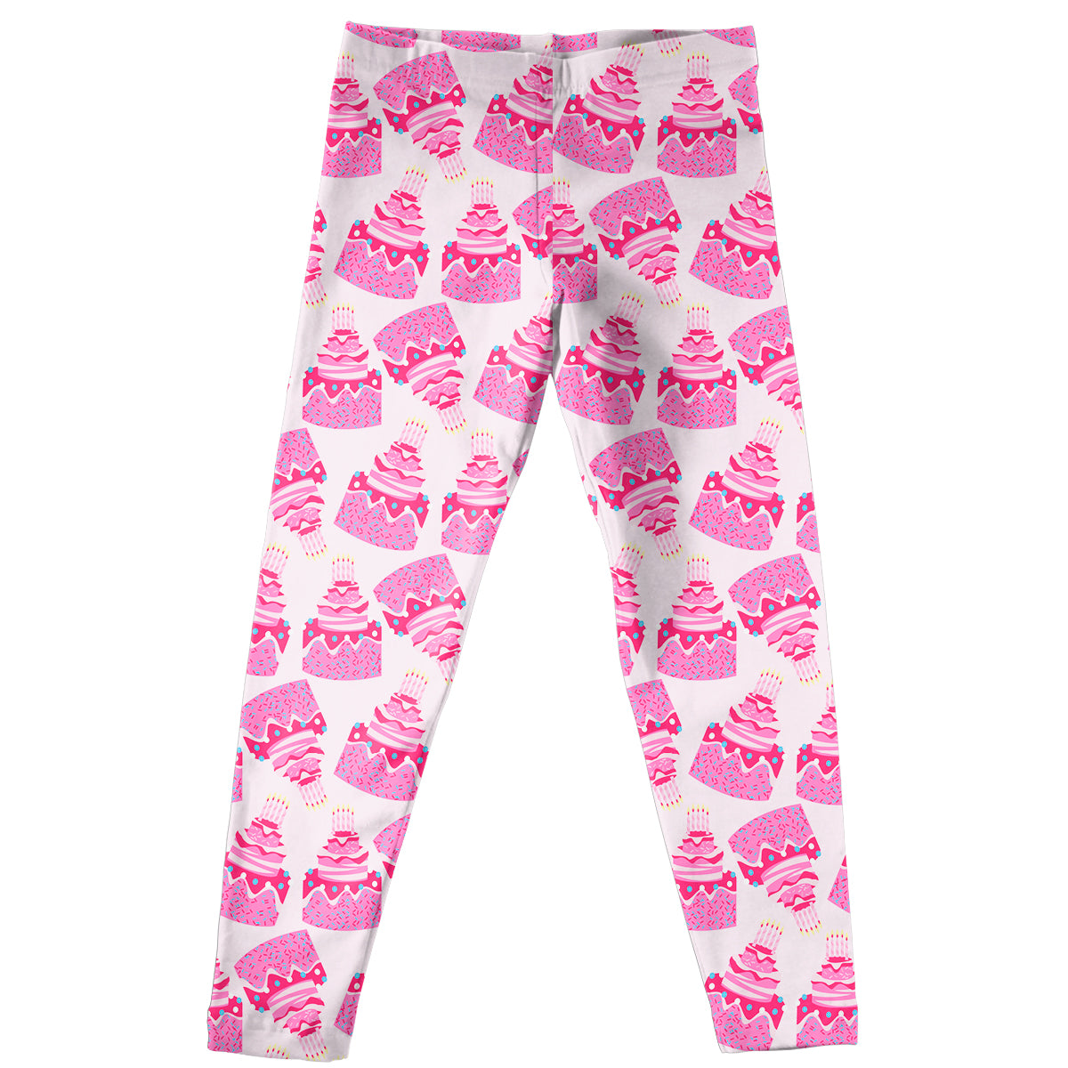 Birthday Cake Print White Leggings - Wimziy&Co.