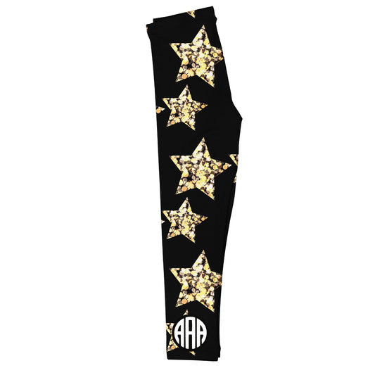 Stars Print Monogram Black Leggings