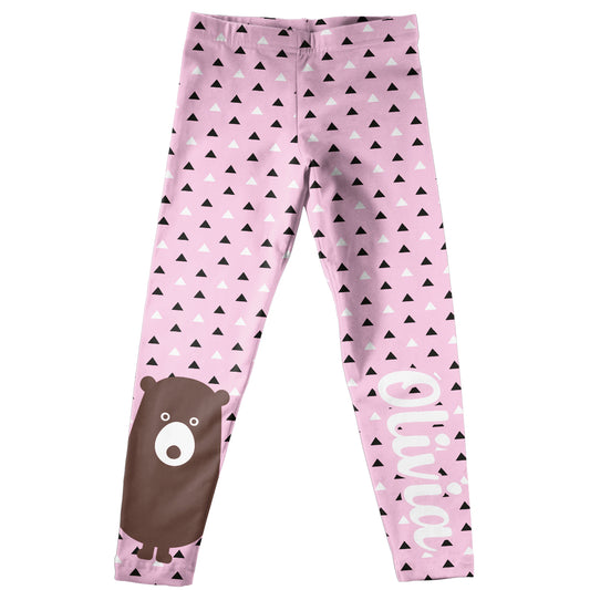 Bear Personalized Name Pink Leggings