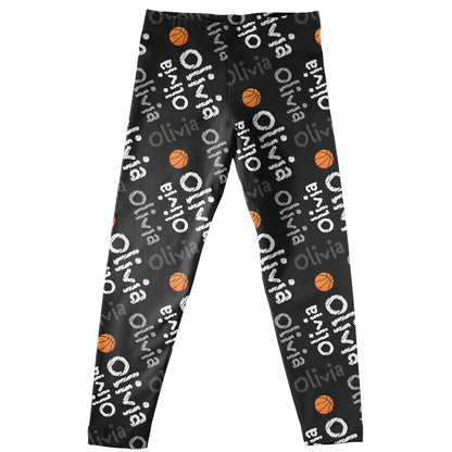Basketball Name Print Black Leggings
