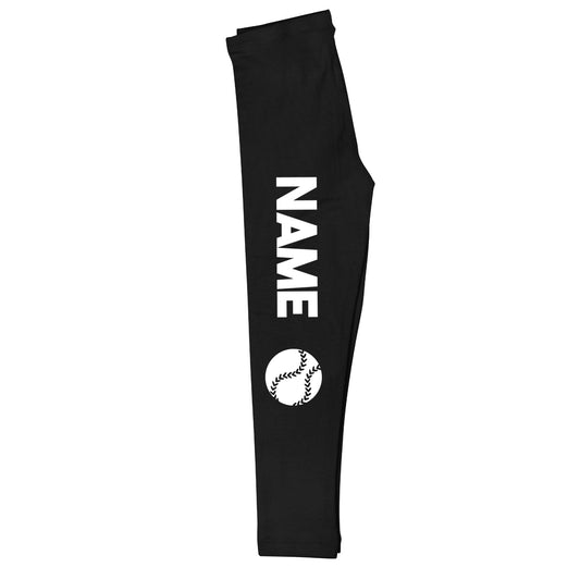Baseball Personalized Name Black Leggings - Wimziy&Co.