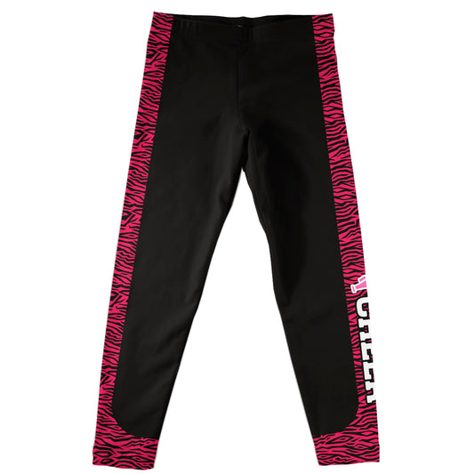 Cheer Megaphone Pink Stripe Black Leggings