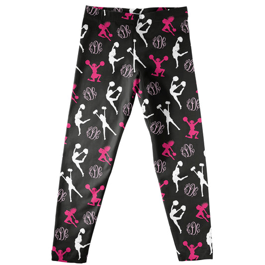 Cheerleader Silhouette Monogram Black Leggings