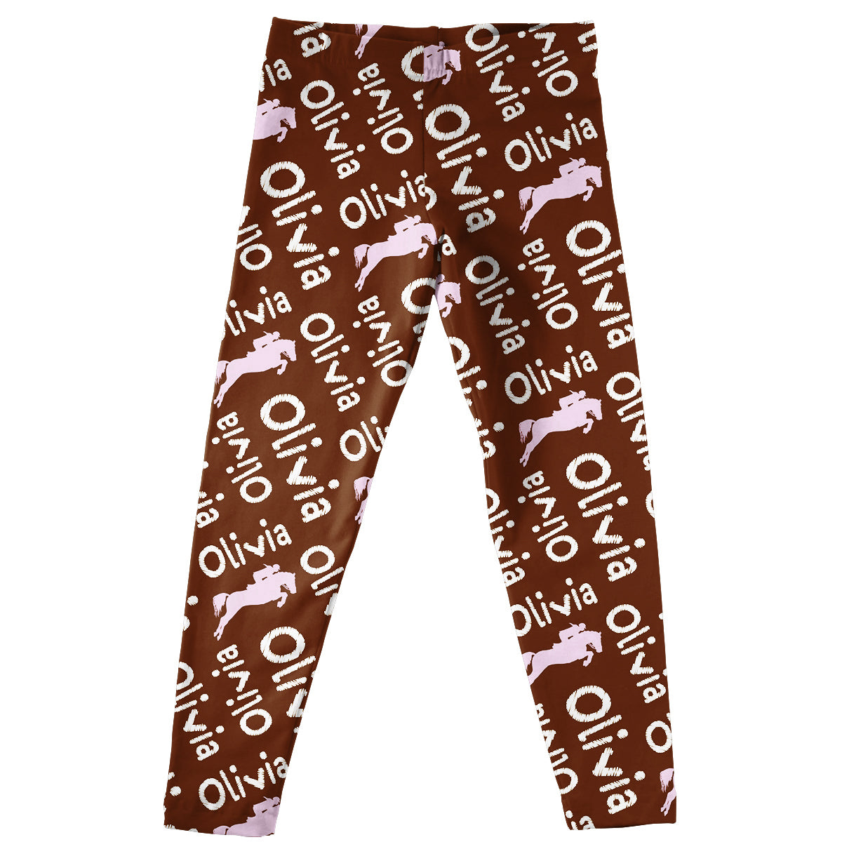 Equestrian Personalized Name Print  Dark Brown Leggings - Wimziy&Co.