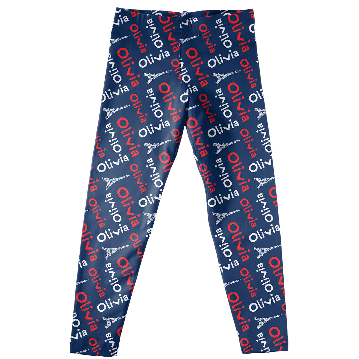 Eiffel Tower and Name Print Navy Leggings