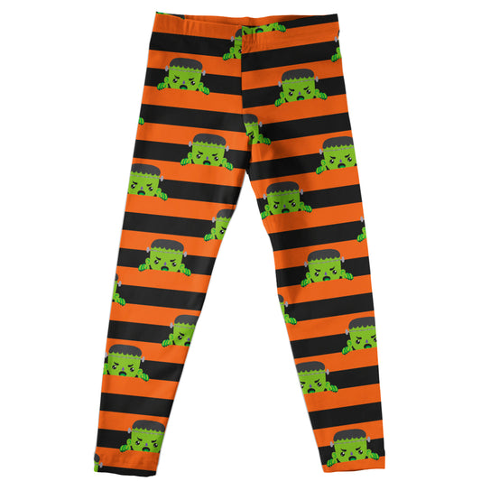 Frankenstein Orange and Black Leggings