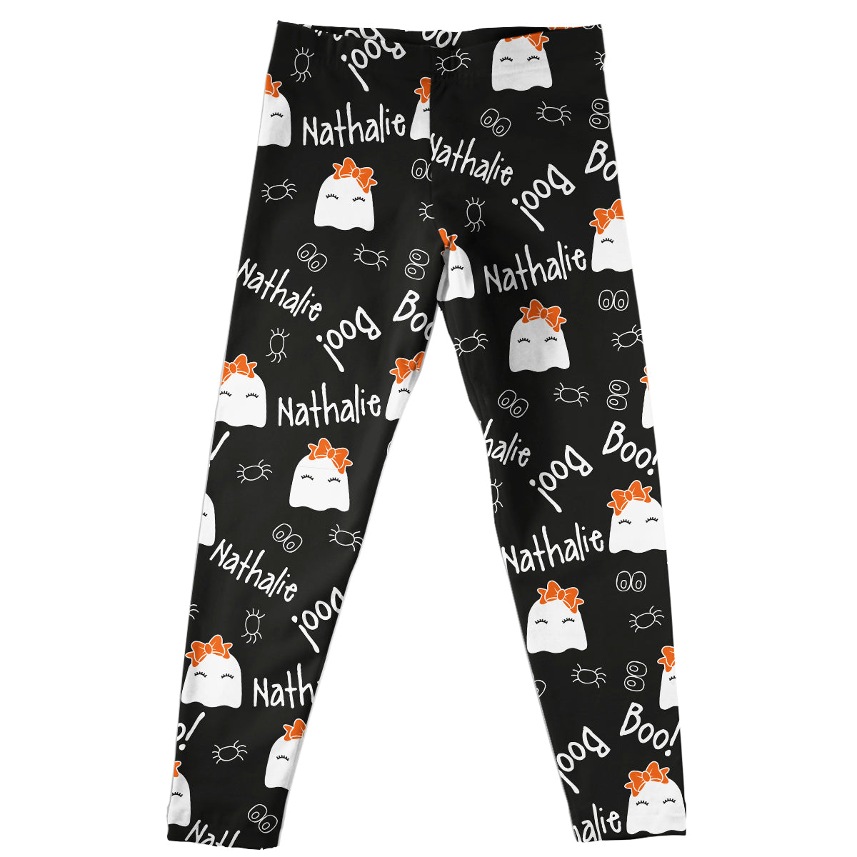Ghost Boo Personalized Name Black Leggings