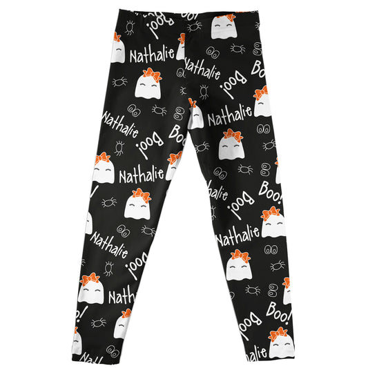 Ghost Boo Personalized Name Black Leggings