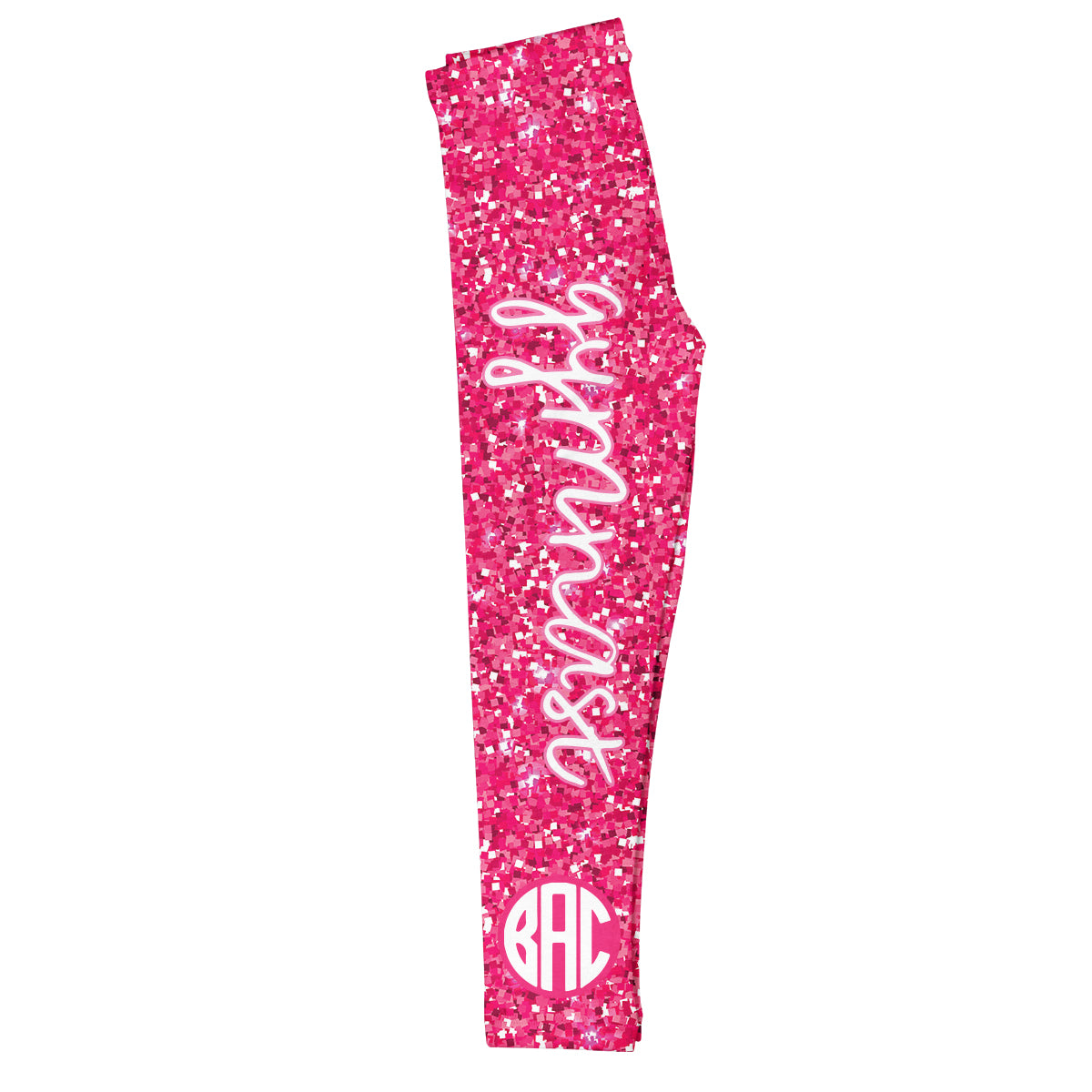 Gymnast Personalized Monogram Pink Glitter Leggings