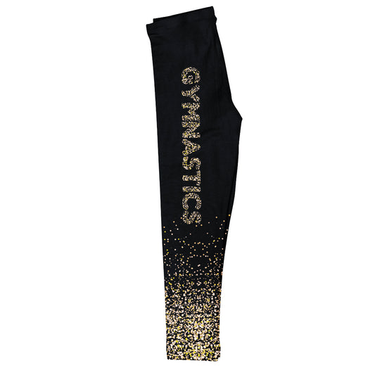 Gymnastics Gold Glitter And Black Leggings