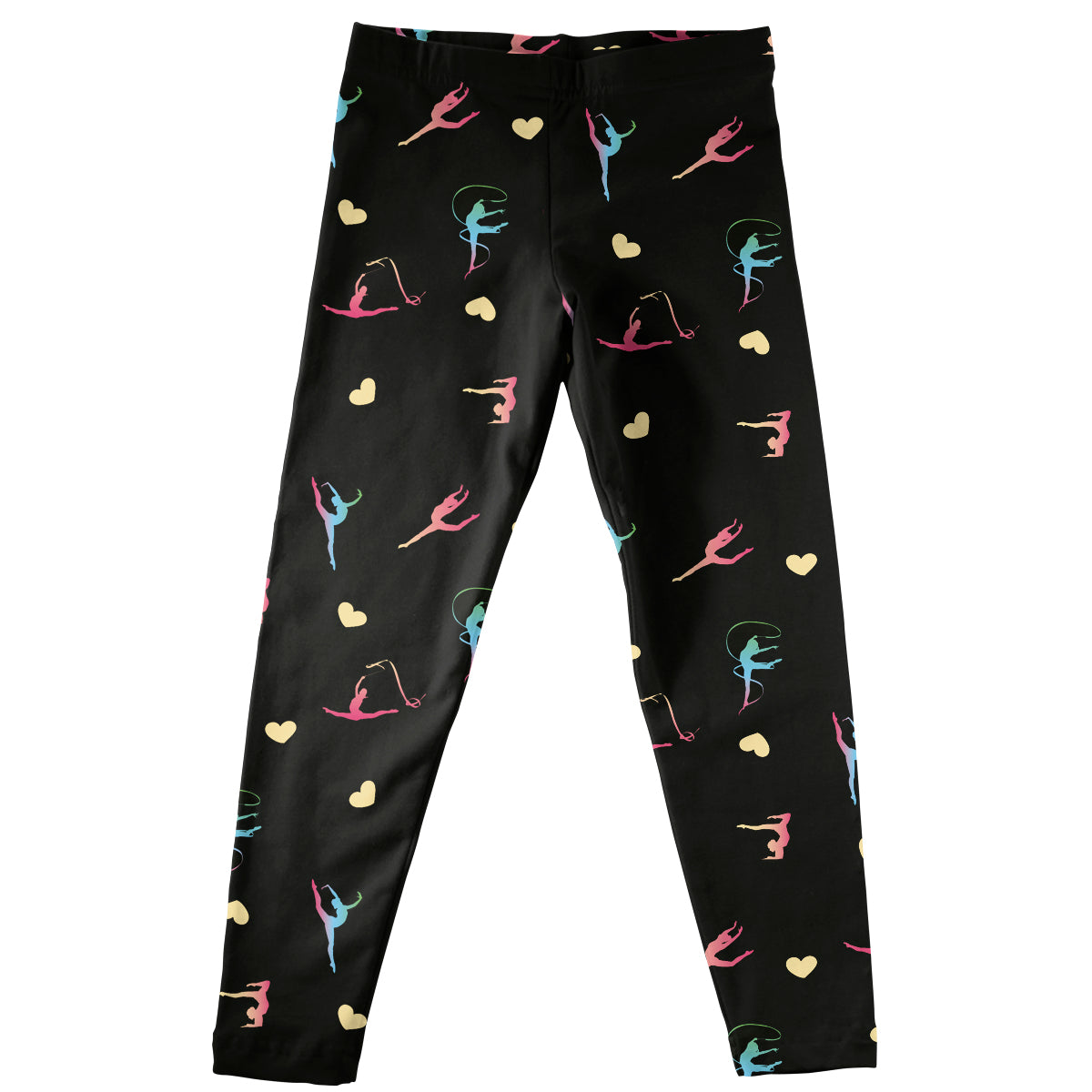 Gymnast Silhouette Print Black Leggings
