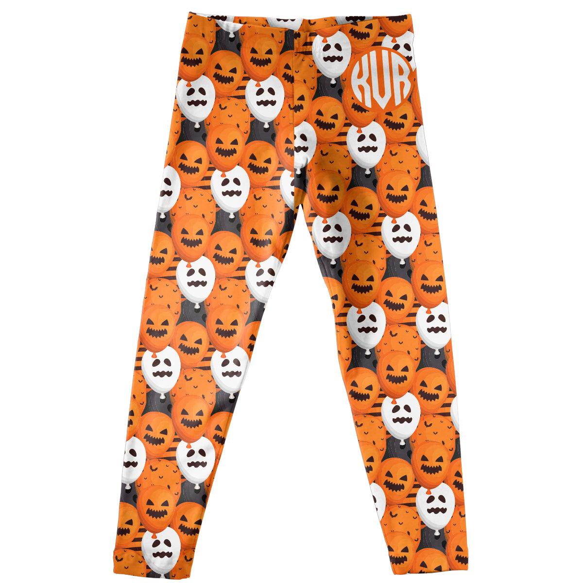 Halloween Balloons Print Personalized Monogram Orange Leggings