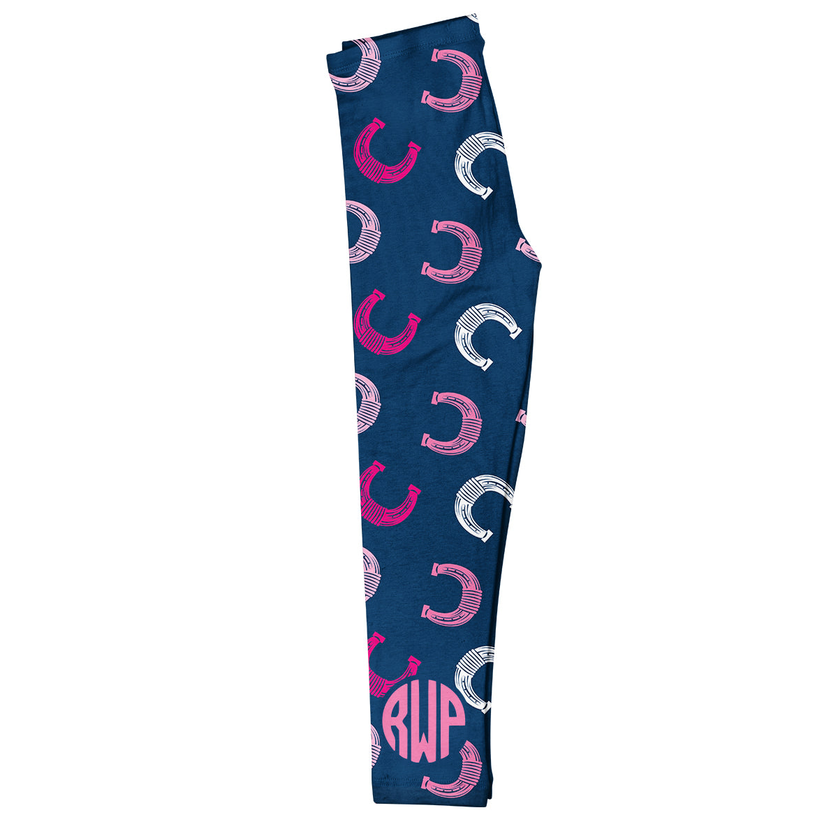 Horseshoes Print Monogram Navy Leggings - Wimziy&Co.