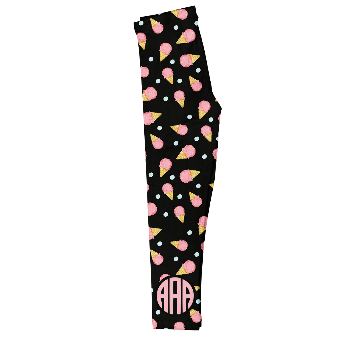 Ice Cream Monogram Black Leggings