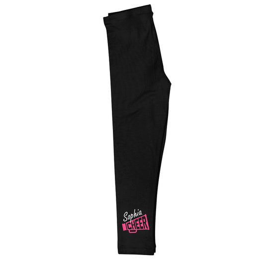 Megaphone Cheer Personalized Name Black Leggings