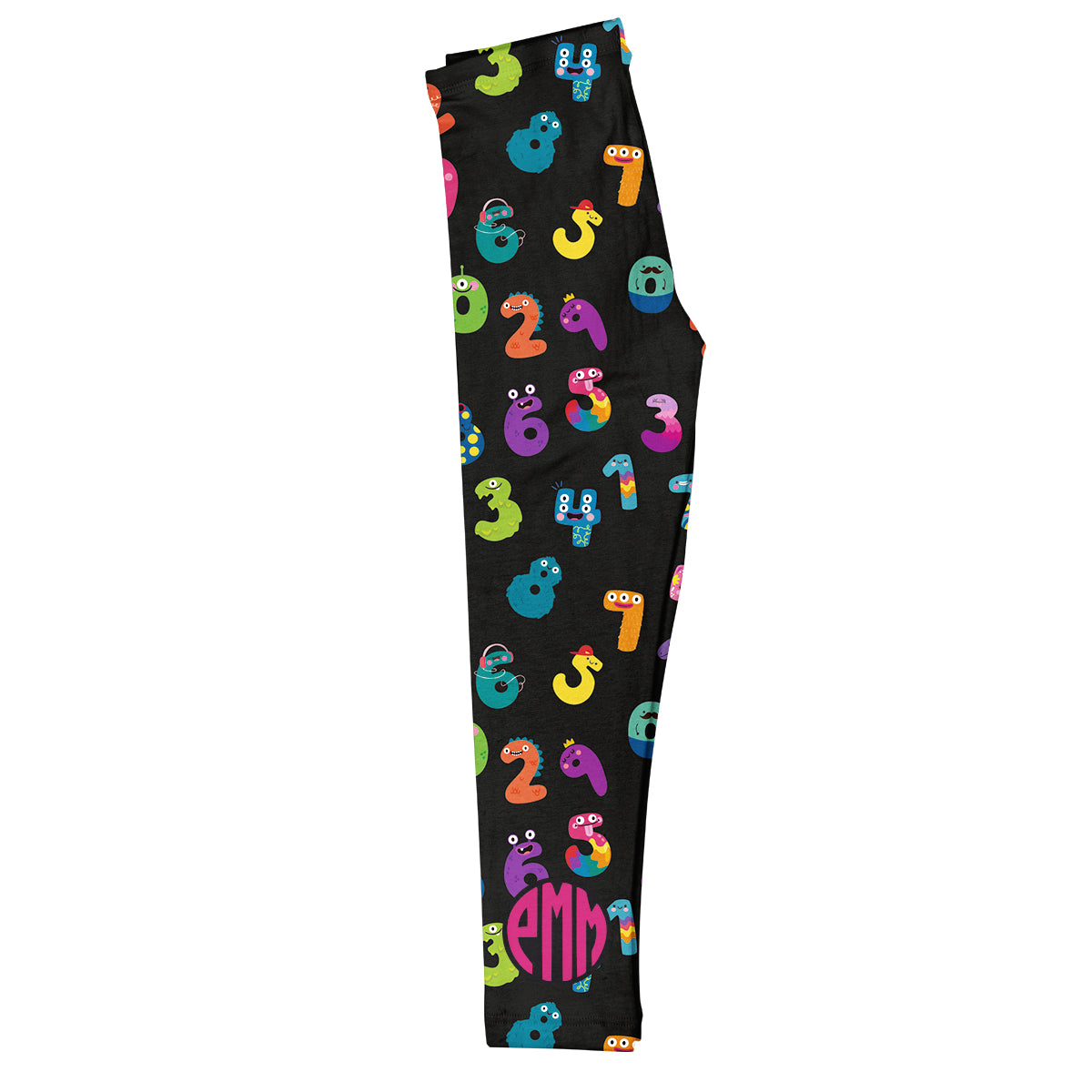 Numbers Print Monogram Black Leggings