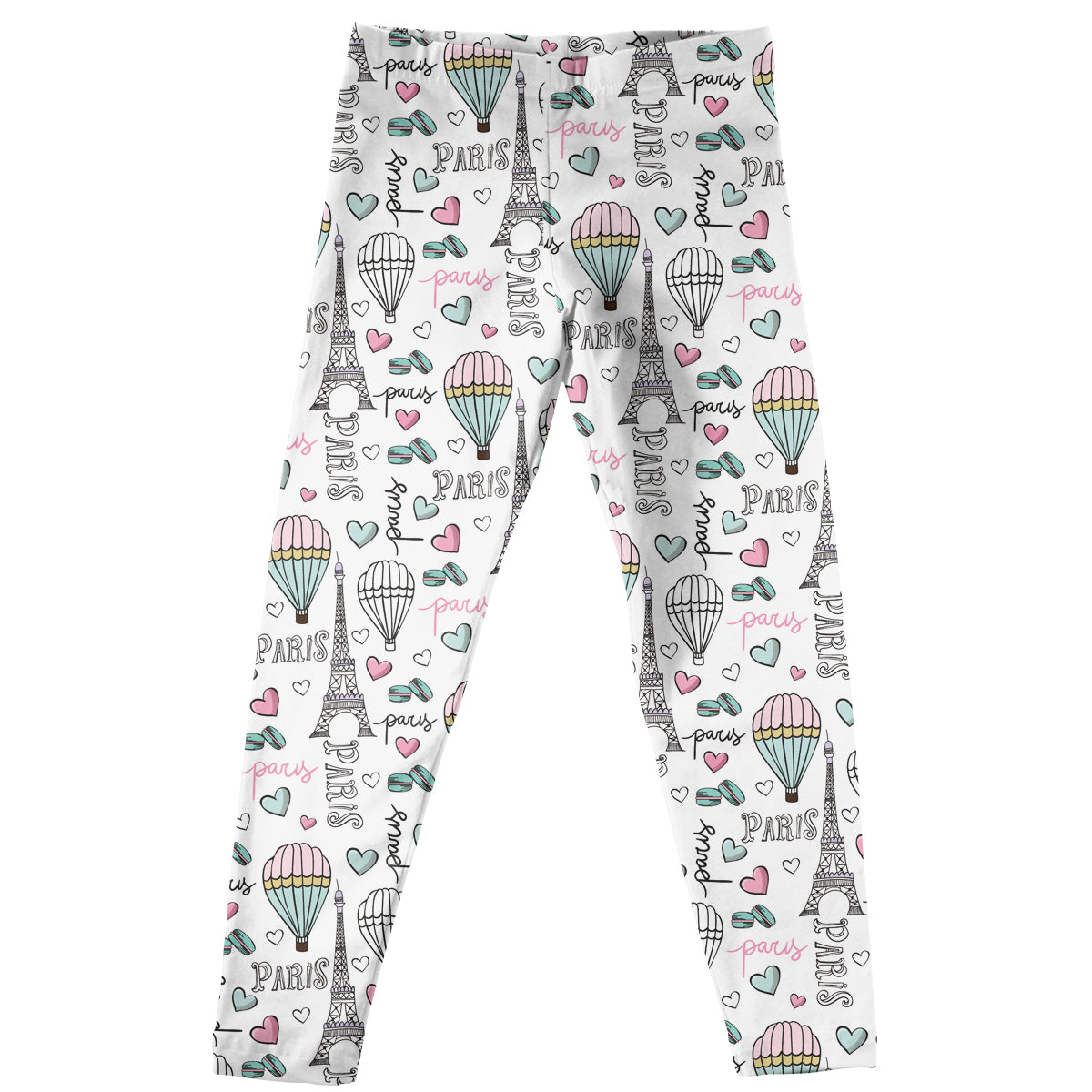 Paris Print White Leggings