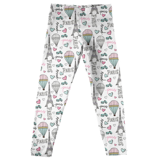 Paris Print White Leggings