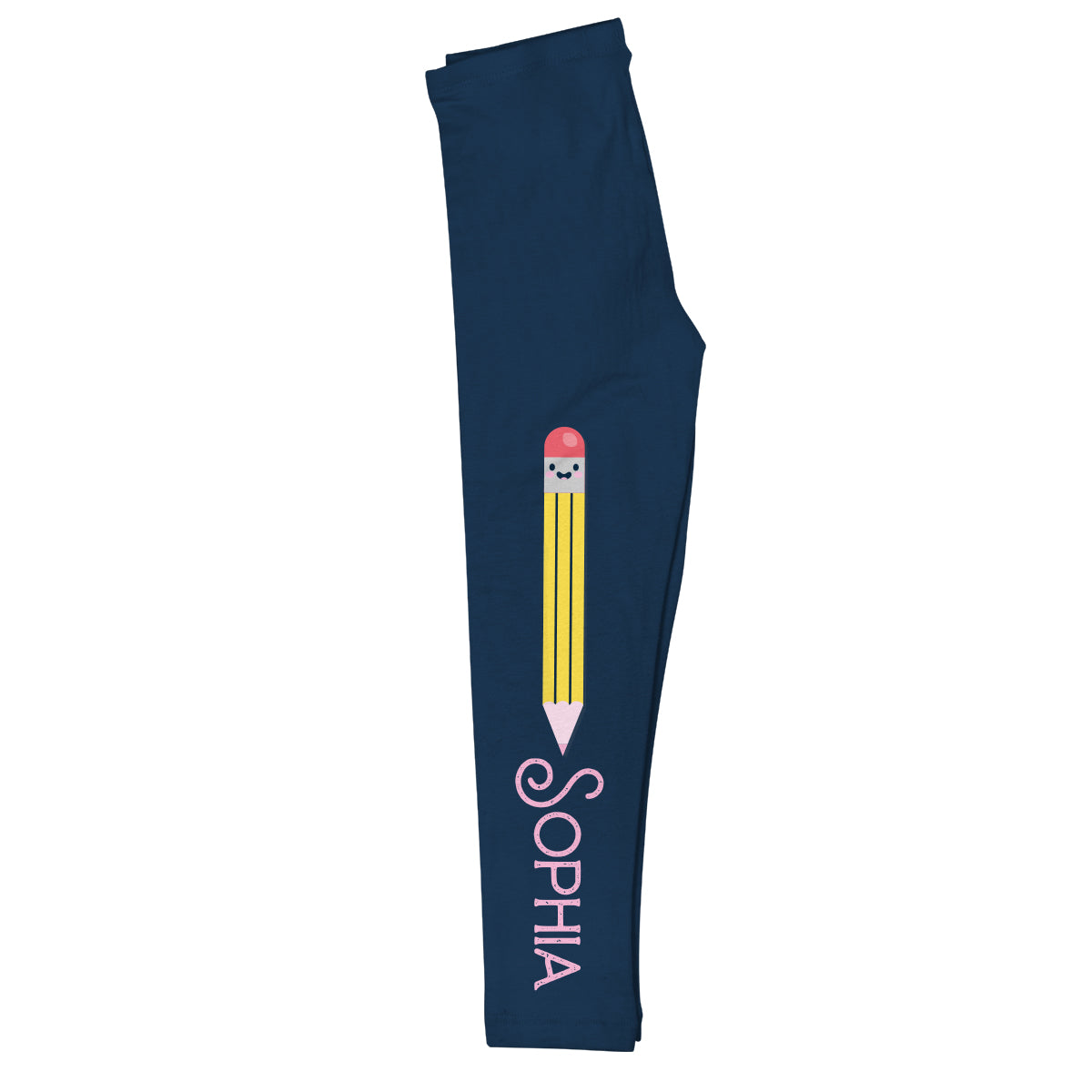 Pencil Personalized Name Navy Leggings