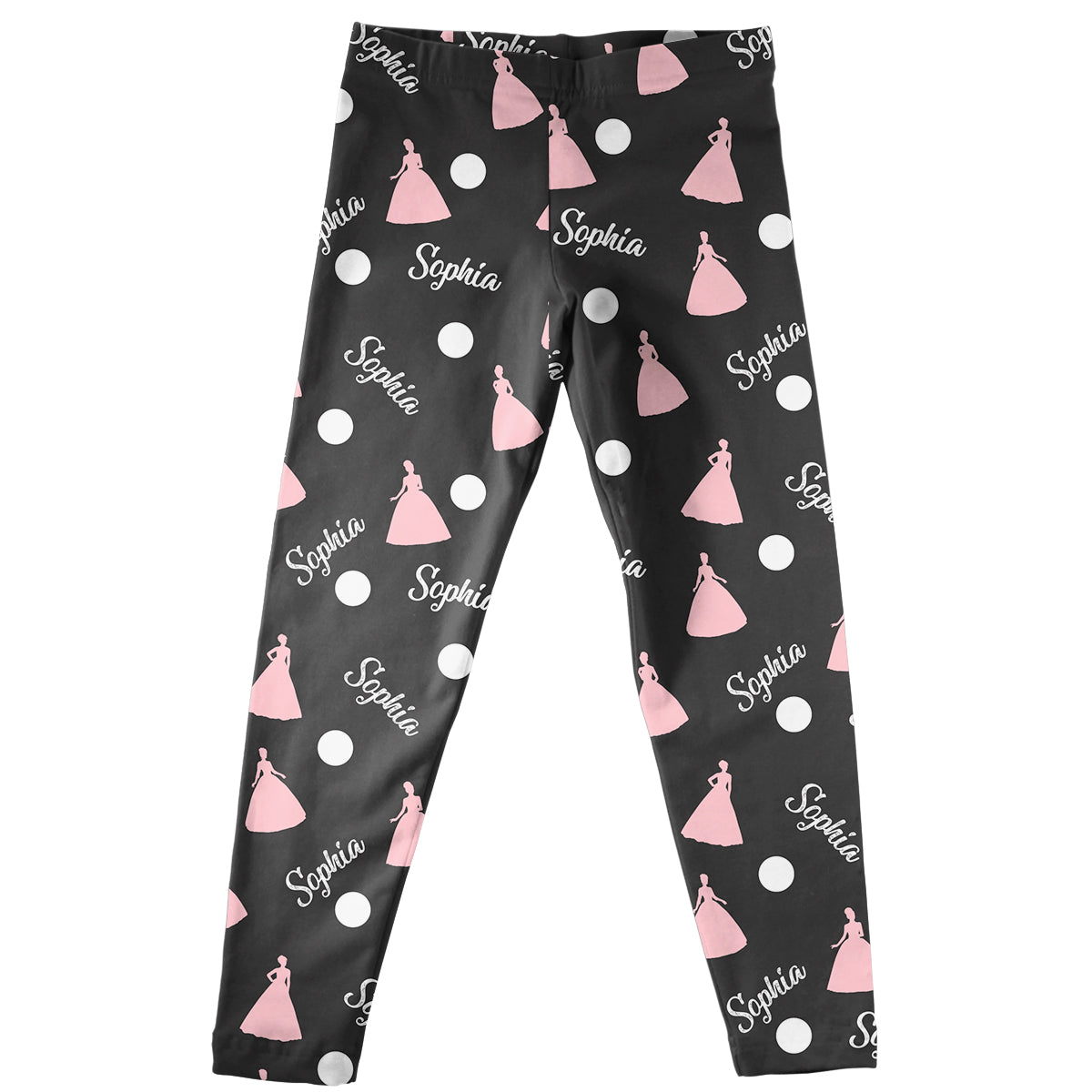 Princess and Personalized Name Print Black Leggings - Wimziy&Co.