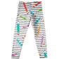 Pencils Print White And Black Stripes Leggings