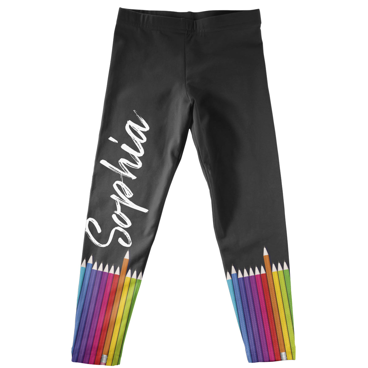 Pencils Personalized Name Black Leggings