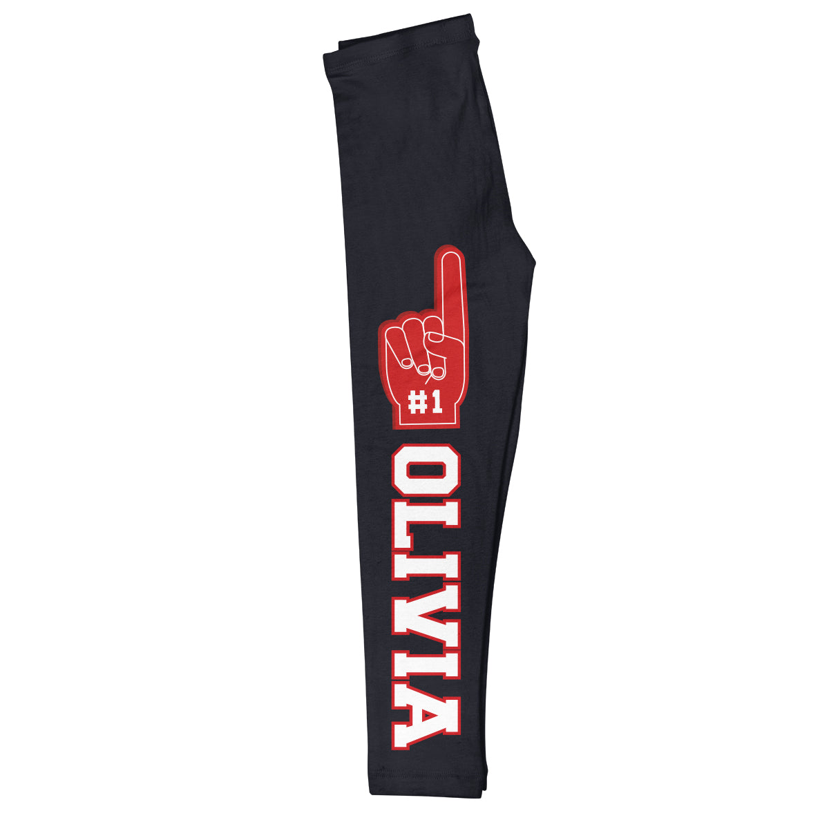 Red Hand Name Black Leggings