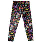 Sugar Skull and Floral Print Black Leggings