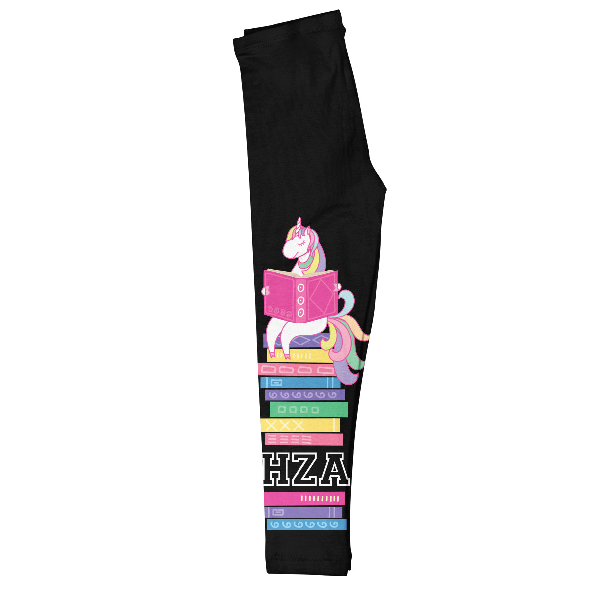 Unicorn Personalized Monogram Black Leggings
