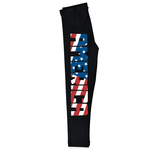 America Flag Black Leggings