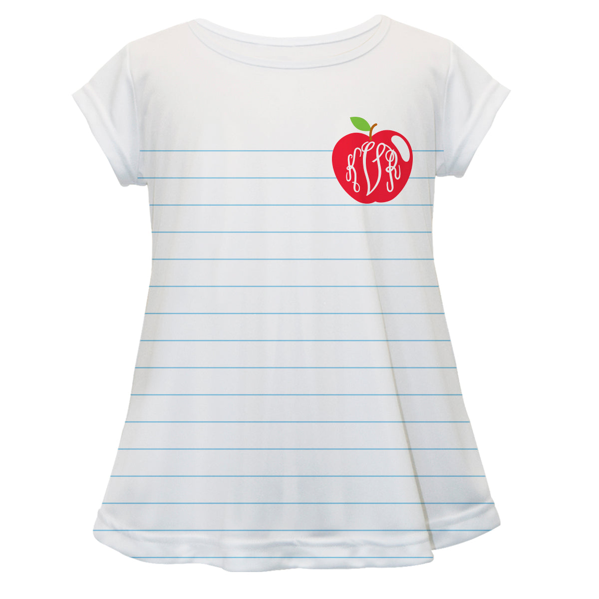 Apple Personalized Monogram White Short Sleeve Laurie Top