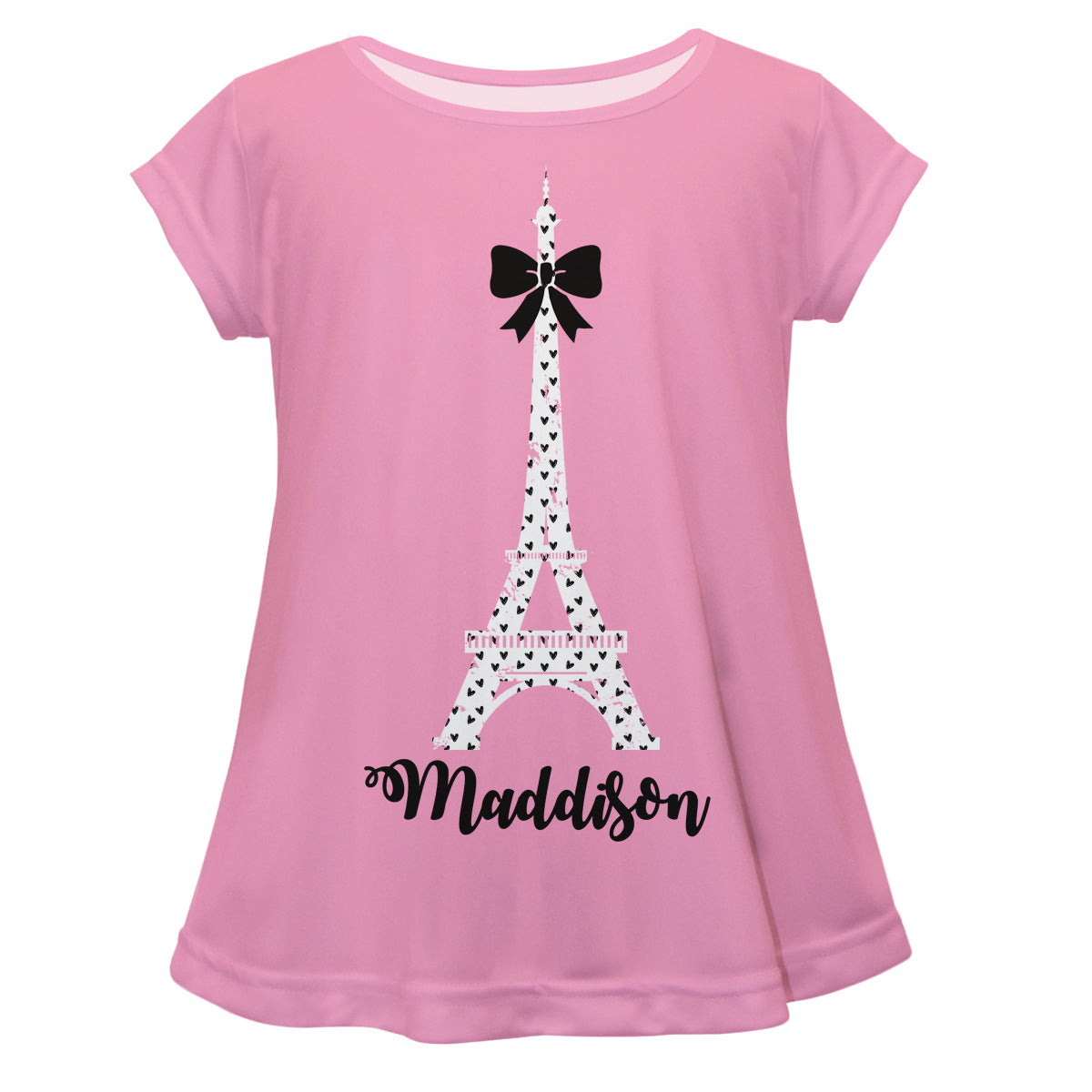 Eiffel Tower Name Pink Short Sleeve Laurie Top