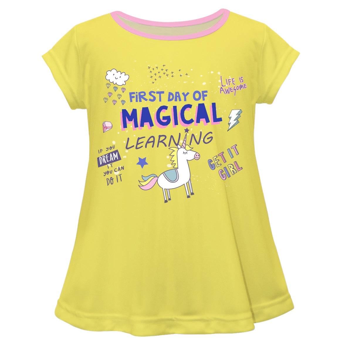 First Day Of Magical Yellow Short Sleeve Laurie Top