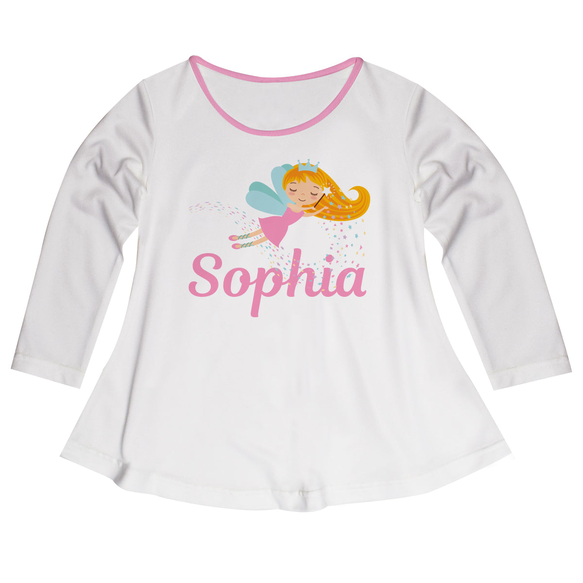 Fairy and Personalized Name White Long Sleeve Laurie Top - Wimziy&Co.