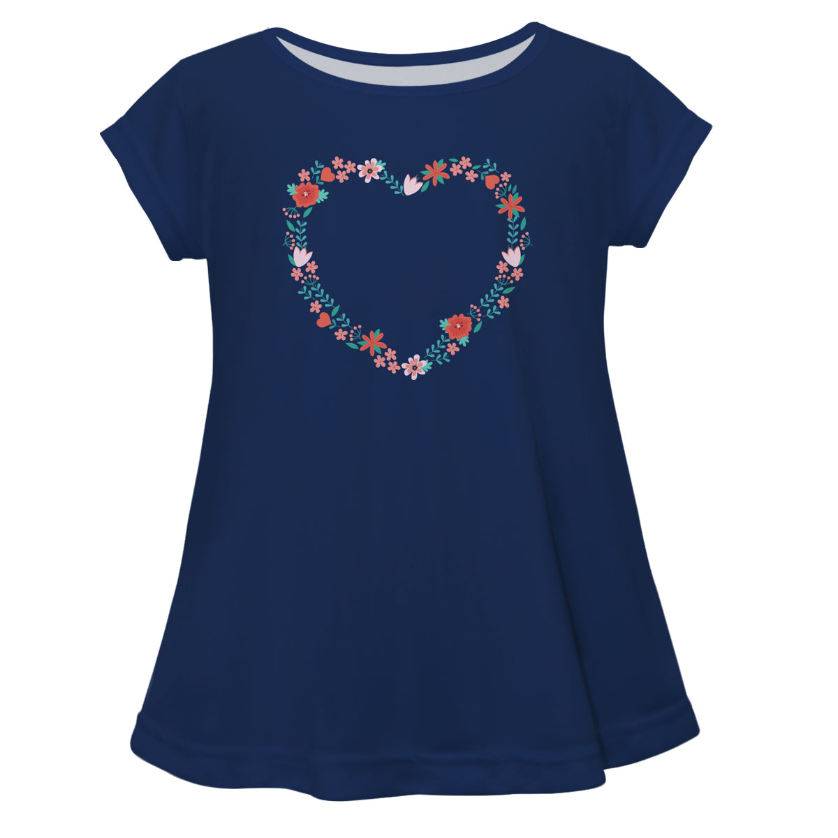 Heart Flowers Monogram Navy Short Sleeve Laurie Top - Wimziy&Co.